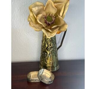 Silver-Tone Engraved Trinket Box Pair 1970s Vanity Decor